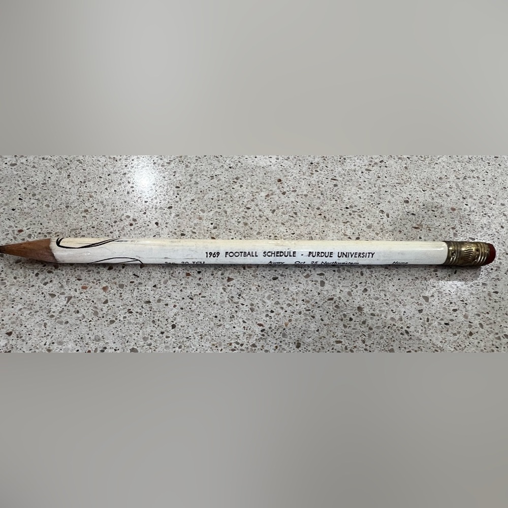 Purdue University Football memorabilia from 1969 - lead pencil with schedule.